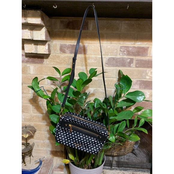 Michael Kors Jet Set Charm Black Nylon Polka Dot Bag East West Camera Crossbody - Picture 2 of 9